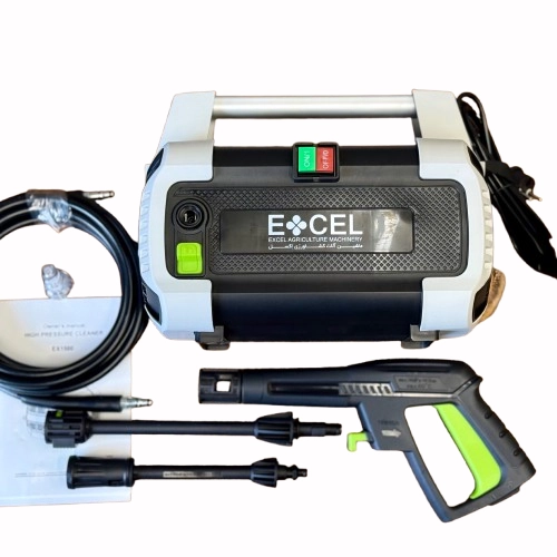 کارواش خانگی اکسل مدل EX1500 به رنگ مشکی و سفید و سبز روی پس زمینه سفید
