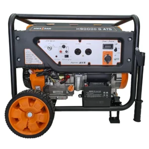موتور برق 8.5 کیلووات اتومات تکسوز ATS دار برند هواسدان H9000D-G-ATS 7 موتور برق 8.5 کیلووات اتومات به رنگ مشکی و نارنجی رو پس زمینه سفید