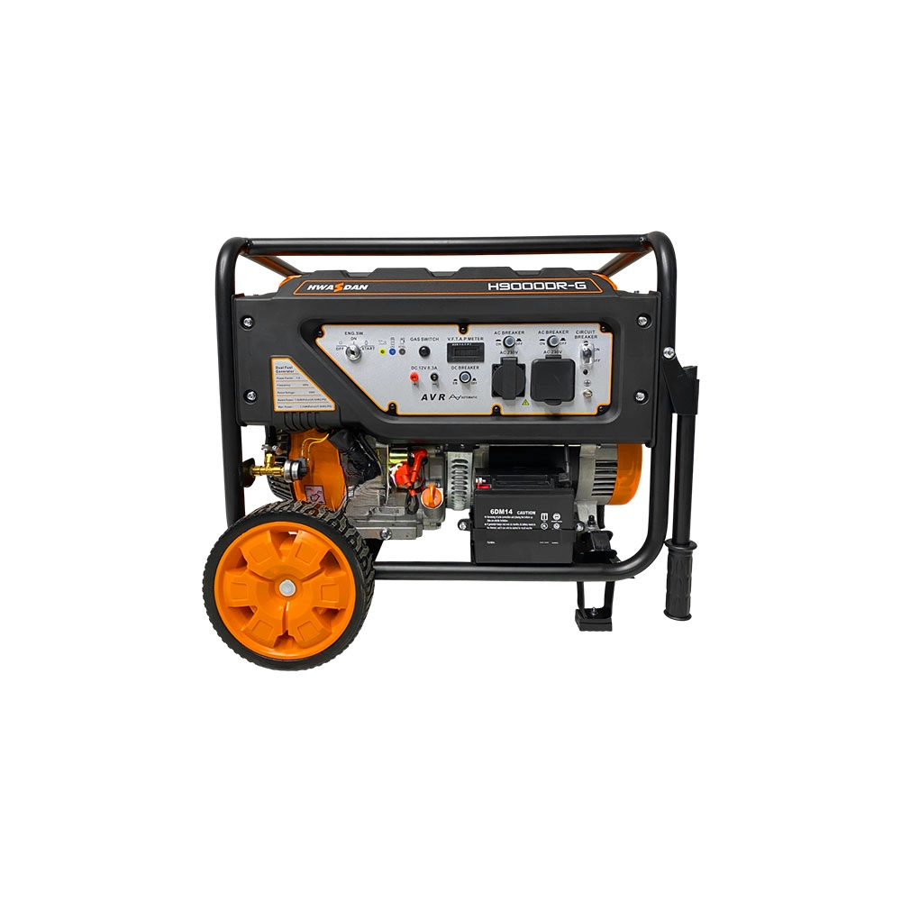 موتور برق هواسدان دوگانه سوز ۸.۵ کیلووات مدل H9000DR-G به رنگ نارنجی و مشکی